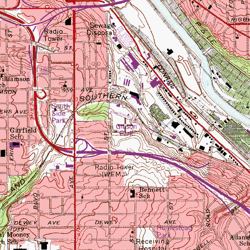 Topographic Map of Gibson Park, OH