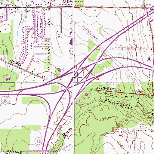 Topographic Map of Interchange 1, OH