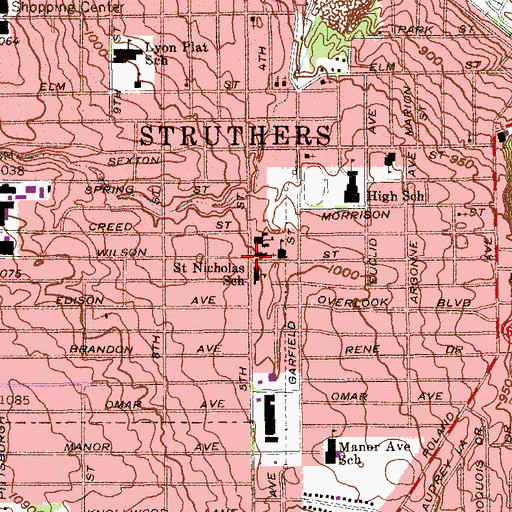 Topographic Map of Saint Nicholas Catholic Church, OH
