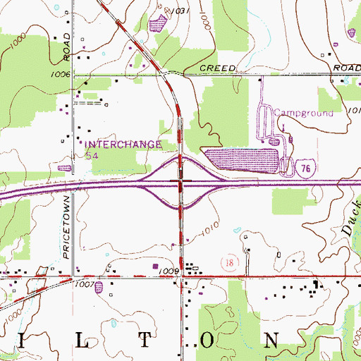 Topographic Map of Interchange 54, OH