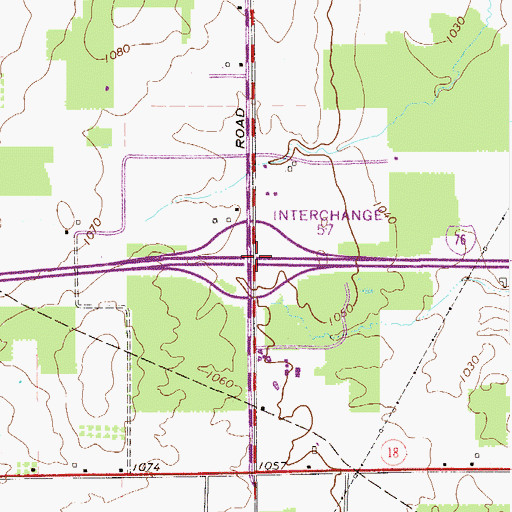 Topographic Map of Interchange 57, OH