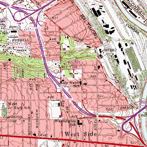 Topographic Map of Kochis Park, OH