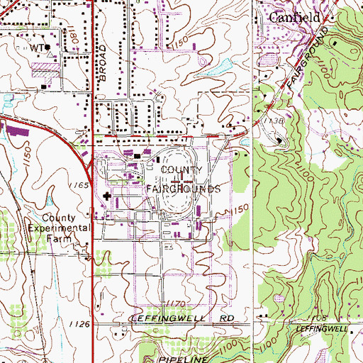 Topographic Map of Mahoning County Fairgrounds, OH