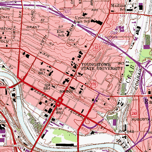 Topographic Map of Reuben McMillian Public Library, OH