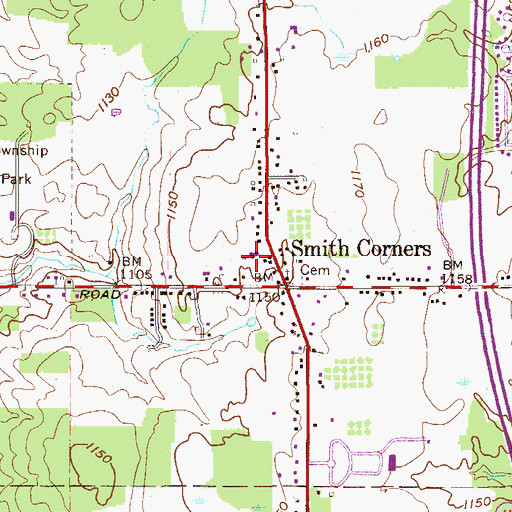 Topographic Map of Smith Corners United Methodist Church, OH
