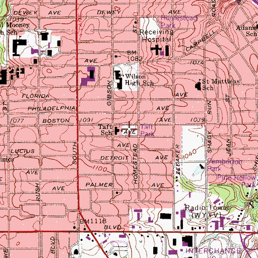 Topographic Map of Taft Park, OH