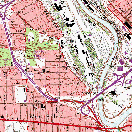 Topographic Map of Williamston, OH