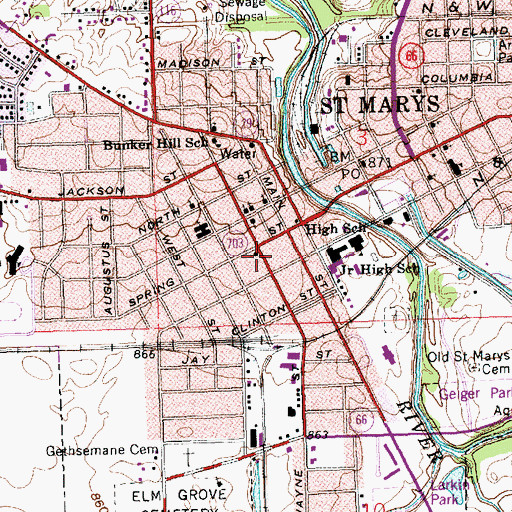 Topographic Map of First Baptist Church, OH