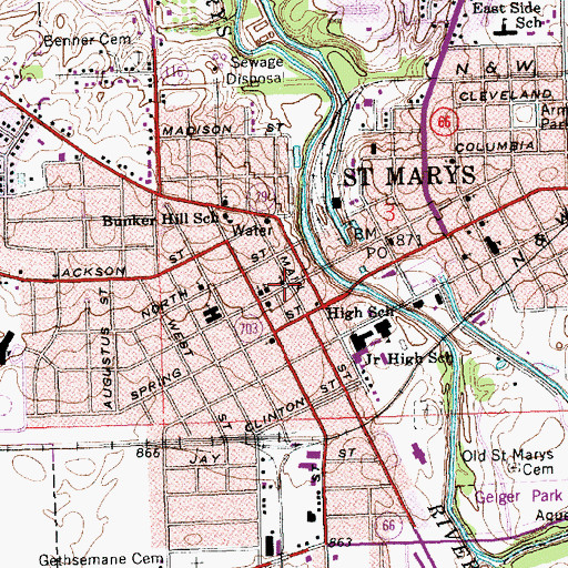 Topographic Map of First Presbyterian Church, OH