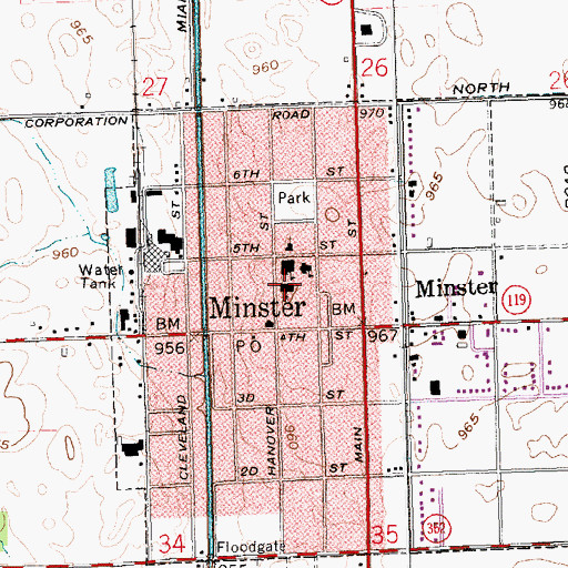 Topographic Map of Saint Augustine Catholic Church, OH