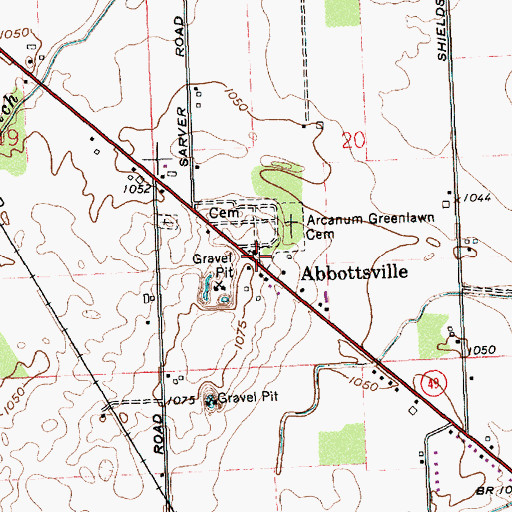 Topographic Map of Abbottsville United Methodist Church, OH
