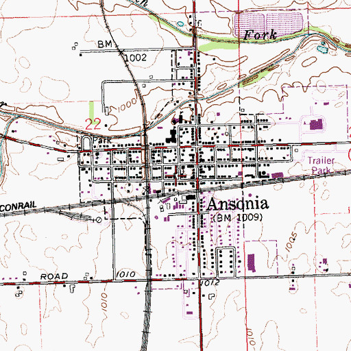 Topographic Map of Ansonia Methodist Church, OH
