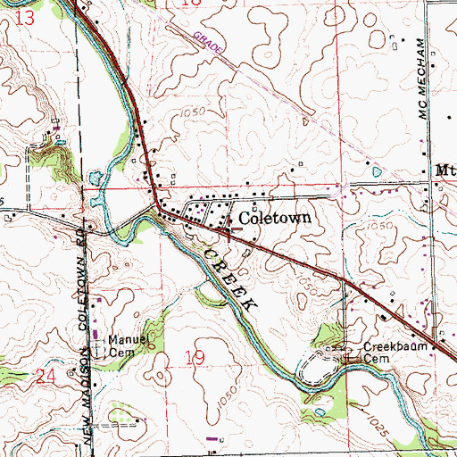 Topographic Map of Coletown Congregational Christian Church, OH