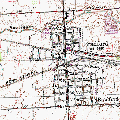 Topographic Map of First Presbyterian Church, OH