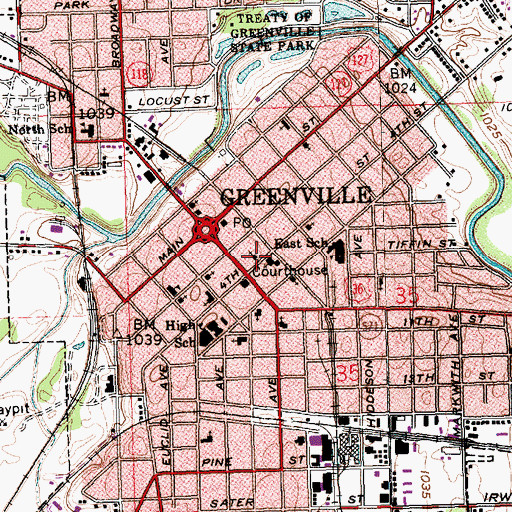 Topographic Map of First United Presbyterian Church, OH