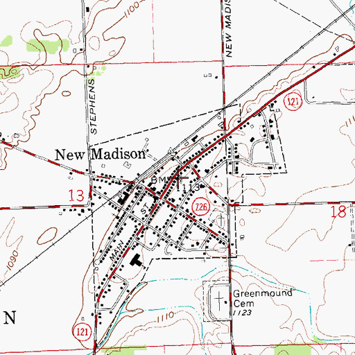Topographic Map of New Madison United Methodist Church, OH