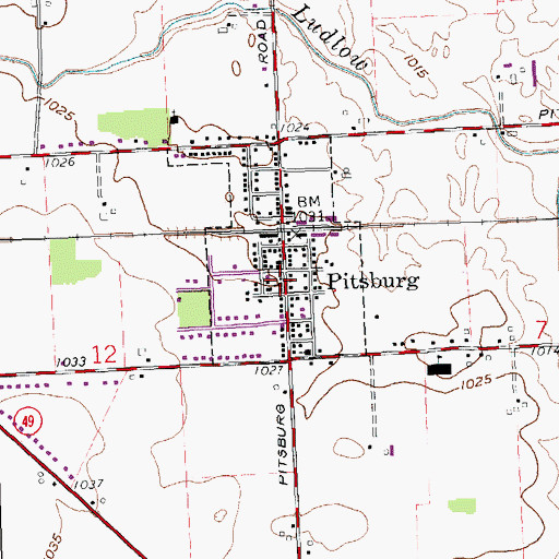 Topographic Map of Pitsburg United Methodist Church, OH