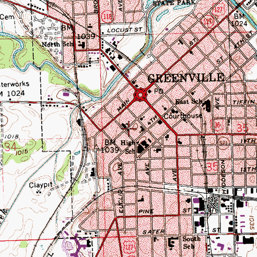 Topographic Map of Saint Marys Catholic Church, OH