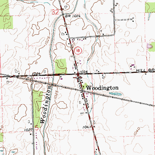 Topographic Map of Woodington Congregational Christian Church, OH