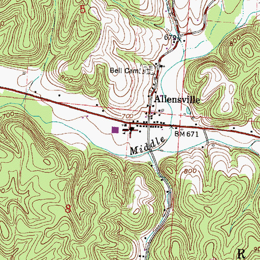 Topographic Map of Allensville Elementary School, OH