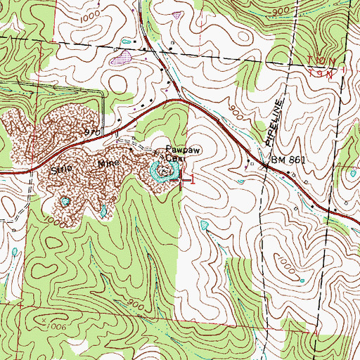Topographic Map of Papaw School (historical), OH