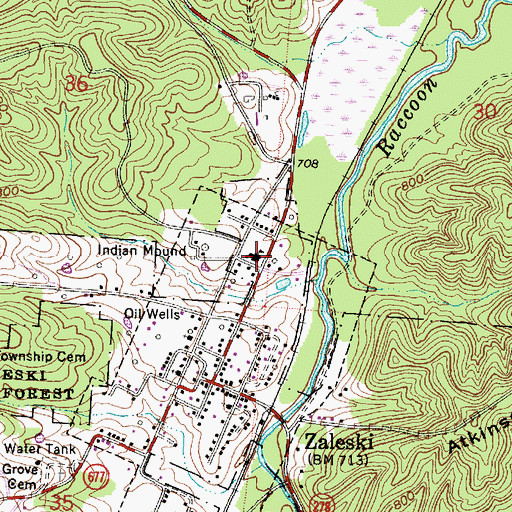 Topographic Map of Zaleski Elementary School, OH