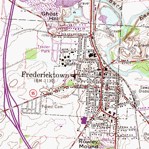 Topographic Map of Fredericktown Elementary School, OH