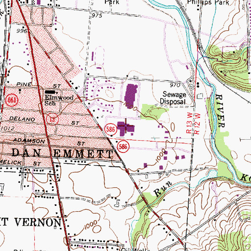 Topographic Map of Mount Vernon Nazarene College, OH