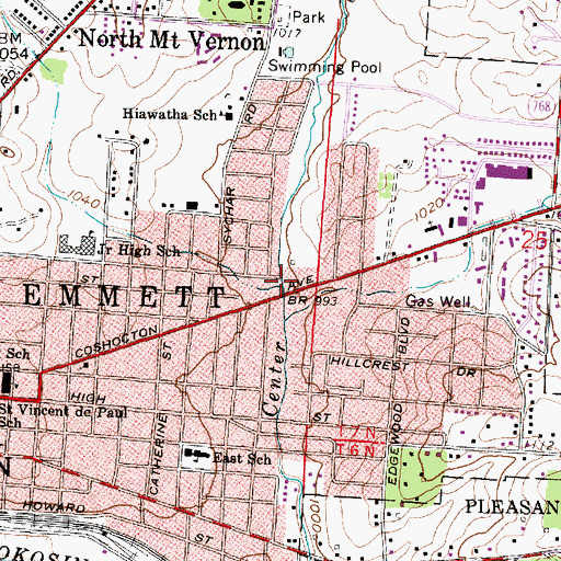 Topographic Map of Curtis Run, OH