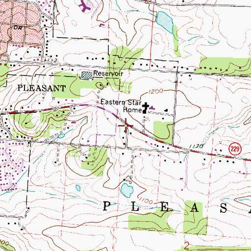 Topographic Map of Oak Grove School (historical), OH
