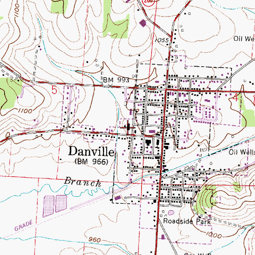 Topographic Map of Danville High School, OH