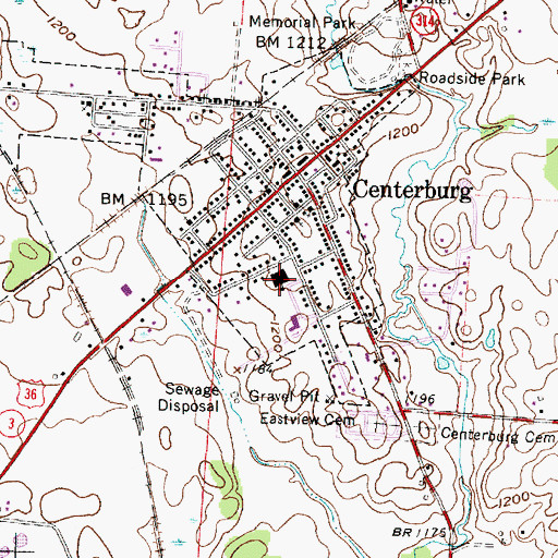 Topographic Map of Centerburg Elementary School, OH
