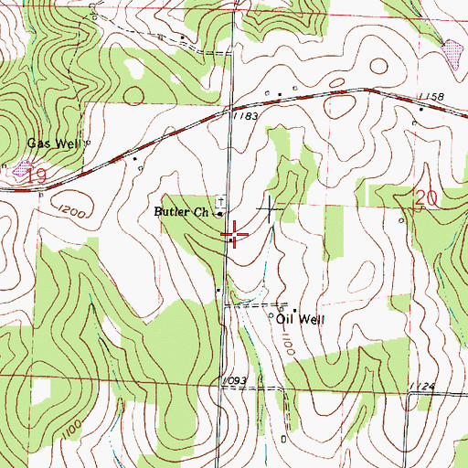 Topographic Map of Wood School (historical), OH