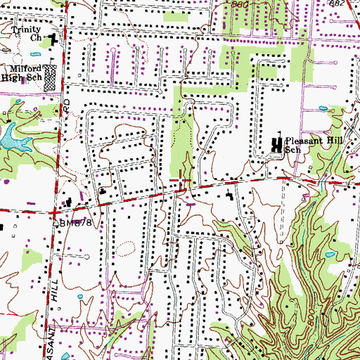 Topographic Map of Milford Assembly of God Church, OH