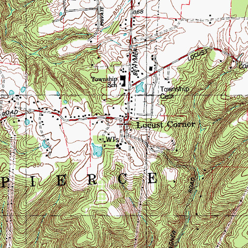 Topographic Map of Locust Corner United Methodist Church, OH