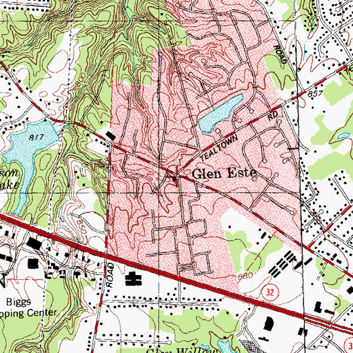 Topographic Map of First Baptist Church of Gleneste, OH
