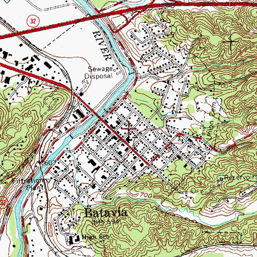Topographic Map of Batavia First United Methodist Church, OH