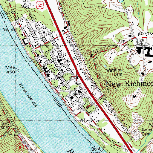 Topographic Map of New Richmond Church of the Nazarene, OH