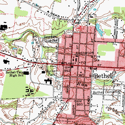 Topographic Map of Bethel United Methodist Church, OH