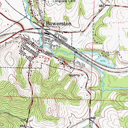 Topographic Map of Bowerston Elementary School, OH