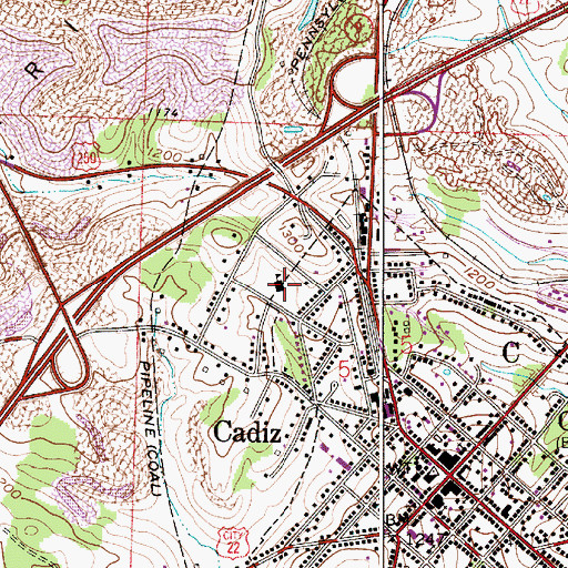 Topographic Map of Cadiz Westgate Elementary School, OH