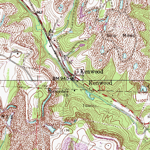 Topographic Map of Kenwood, OH