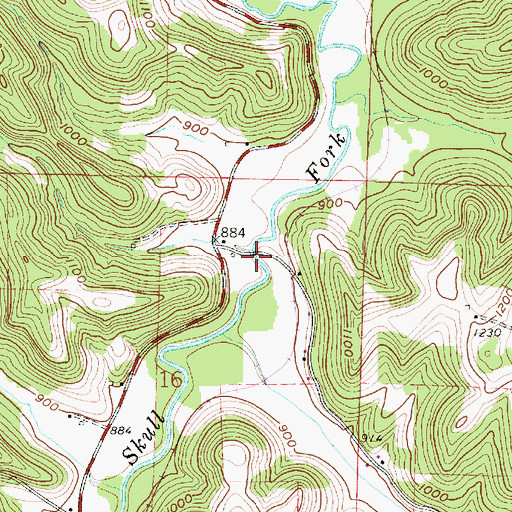Topographic Map of Skull Fork Bridge, OH