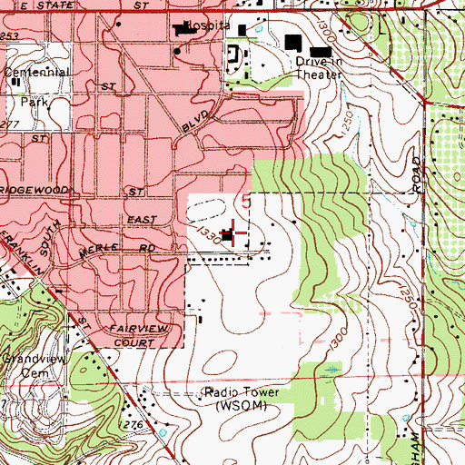 Topographic Map of Southeast Elementary School, OH