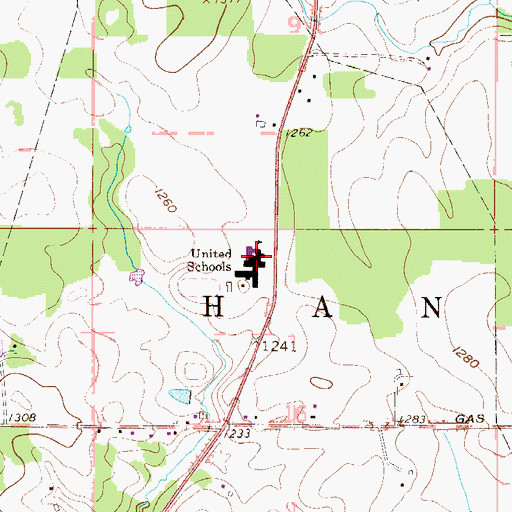 Topographic Map of United High School, OH