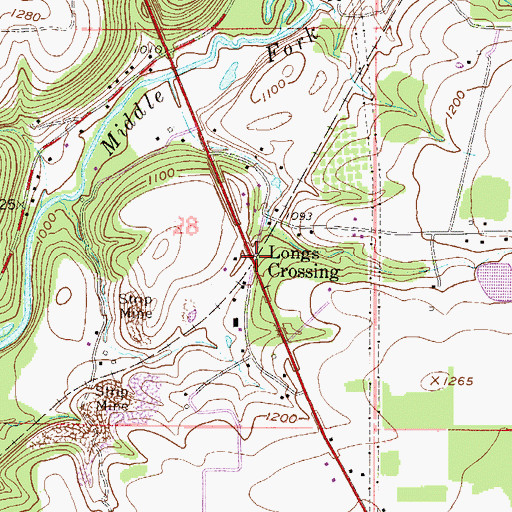 Topographic Map of Longs Crossing, OH