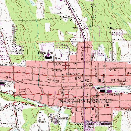 Topographic Map of Middle Middle School, OH