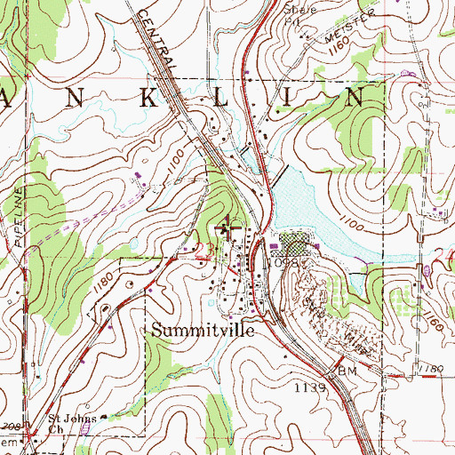 Topographic Map of Franklin Elementary School, OH