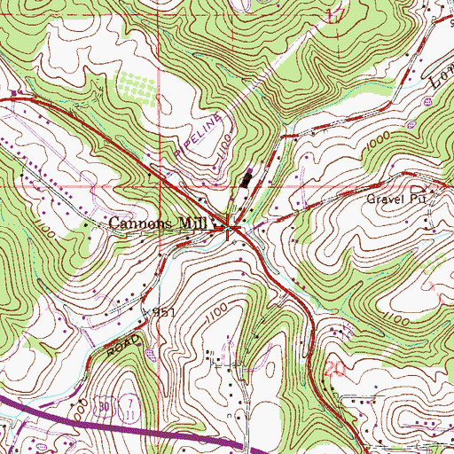 Topographic Map of Cannons Mill, OH