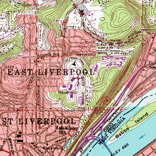 Topographic Map of East Liverpool High School, OH